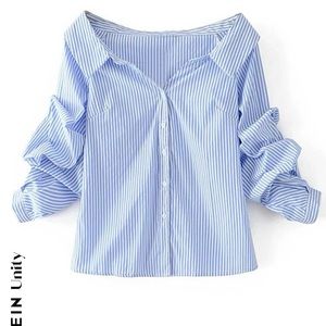 SHEIN blouse navy blue strips